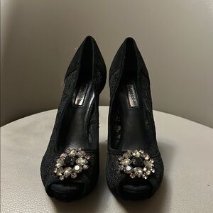 Guess Black Peep-Toe Heels
